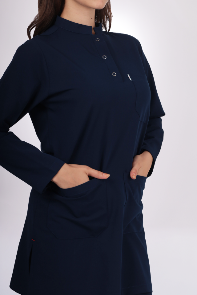 Likralı Tesettür Seri Kadın Lacivert Scrubs