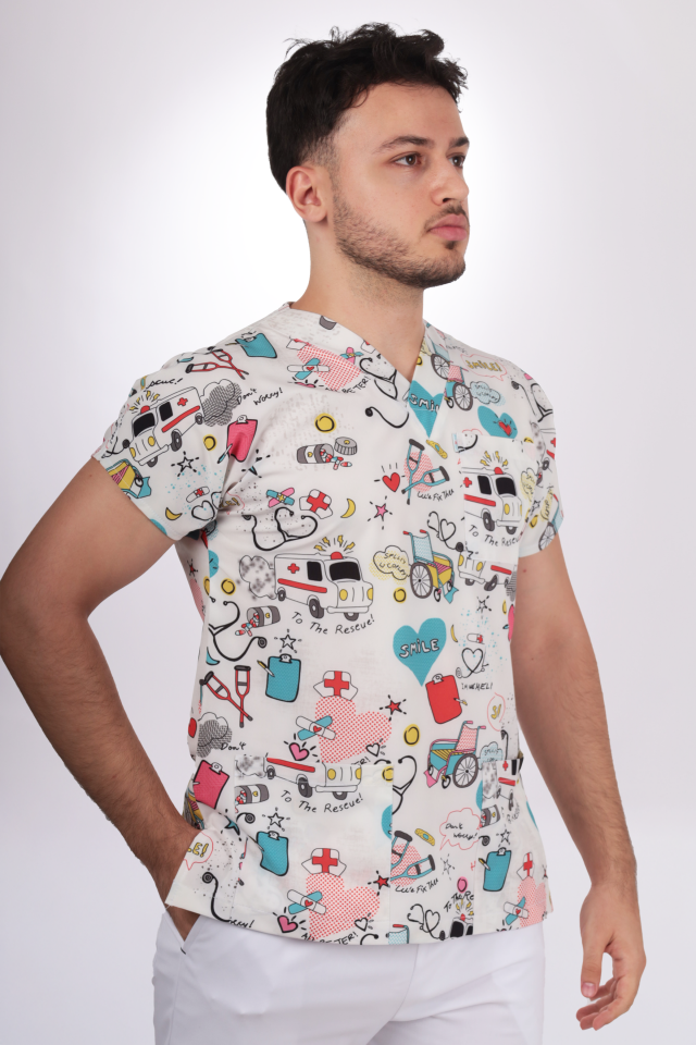 Desenli Seri Ambulans Desen Erkek Tek Üst