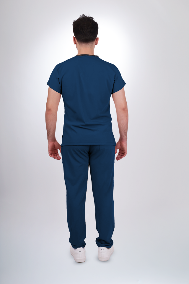 Premium Likralı Klasik Seri Erkek Marine Petrol Scrubs