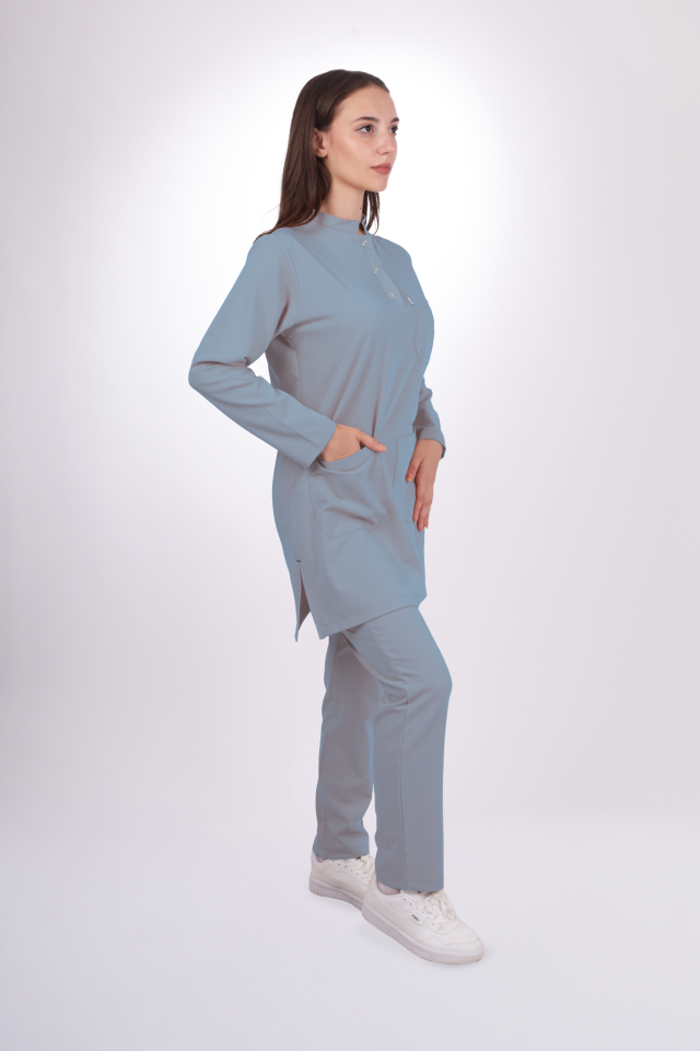 Premium Likralı Tesettür Seri Kadın Pasifik Mavisi Scrubs