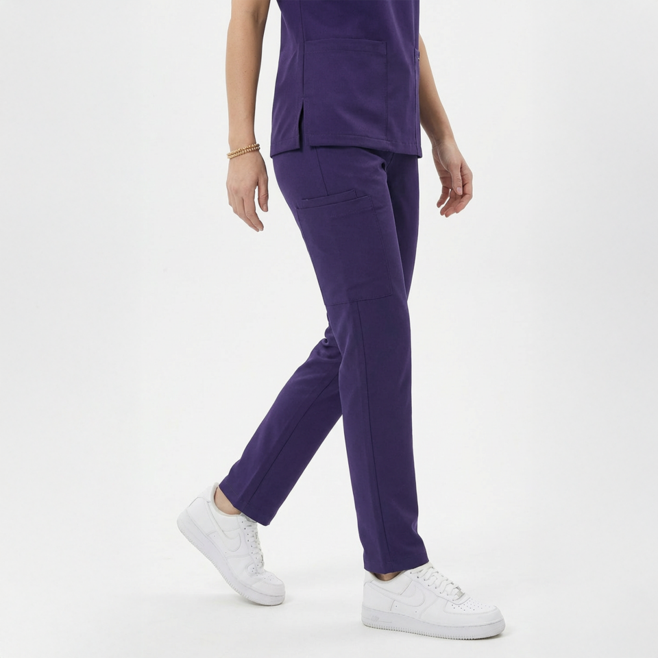 Likralı Snap Seri Kadın Mor Scrubs