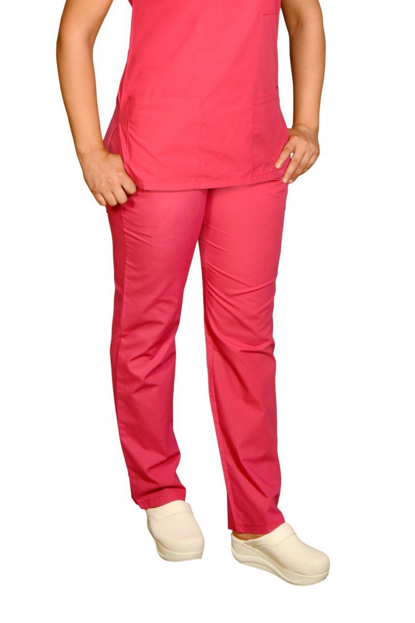 Terycoton Kadın Fuşya Doktor Hemşire Forması XXS - Hayır - İsim Yazılmasın - TEK ALT