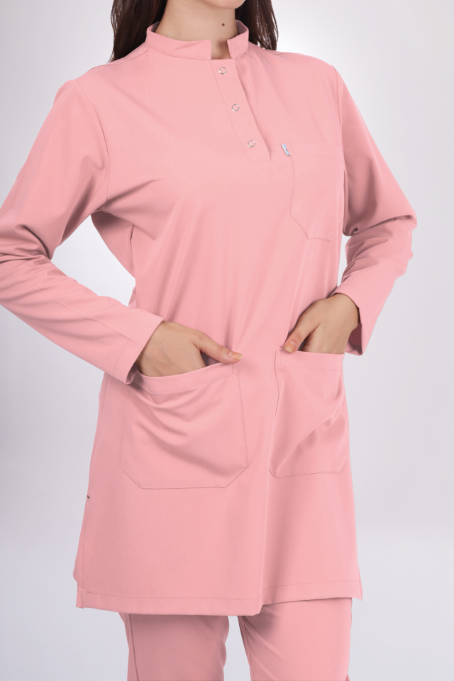 Premium Likralı Tesettür Seri Kadın Pudra Scrubs