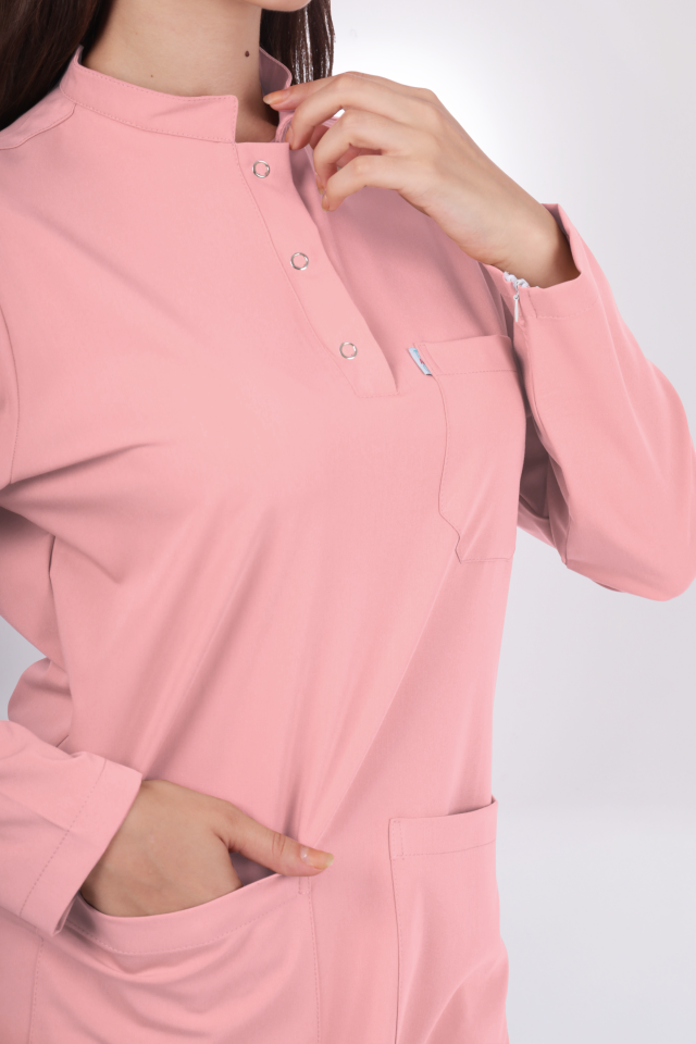 Premium Likralı Tesettür Seri Kadın Pudra Scrubs