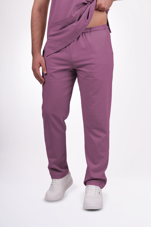 Premium Likralı Snap Seri Erkek Açık Mürdüm Scrubs