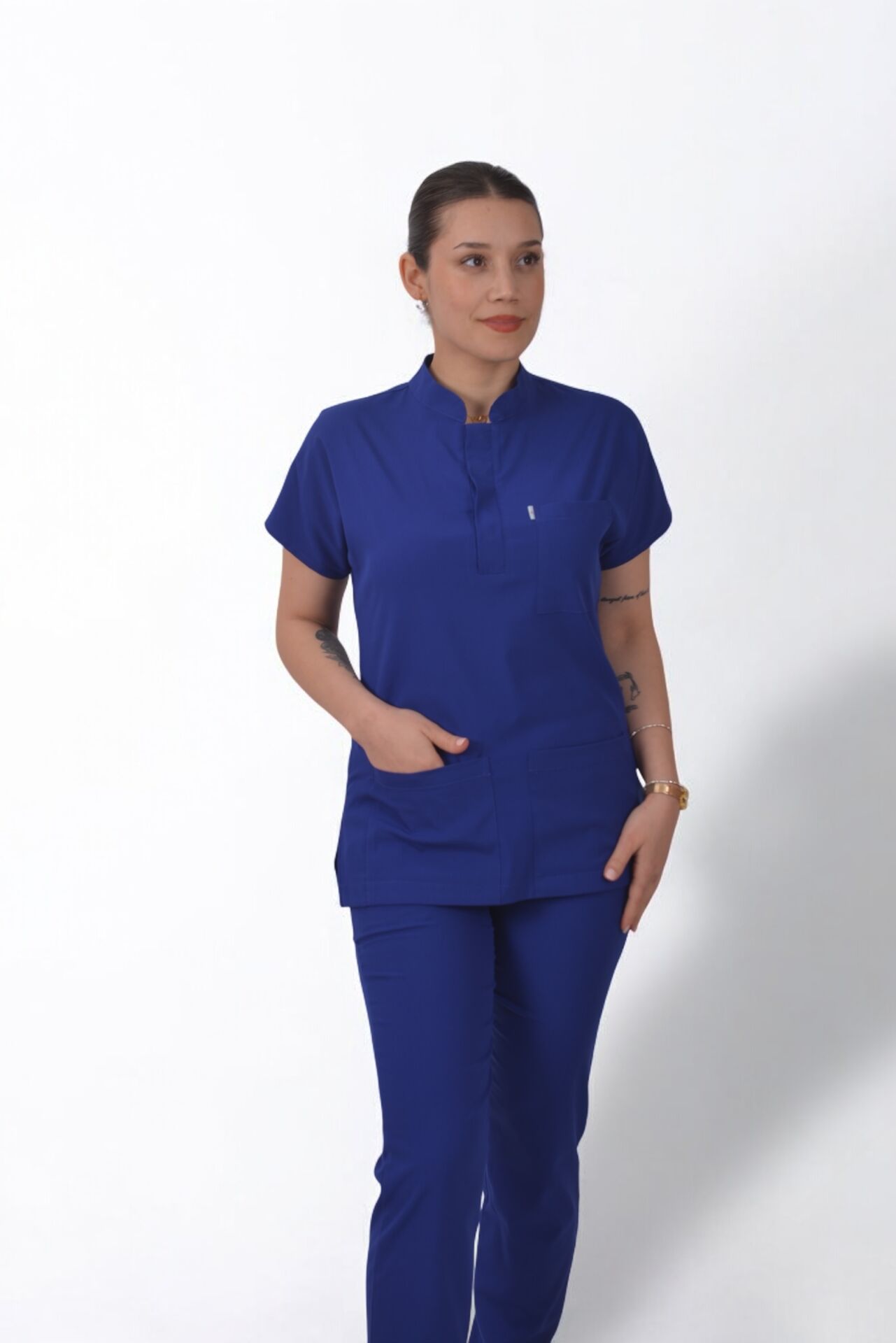 Premium Likralı Snap Seri Kadın Tek Üst Saks Mavisi