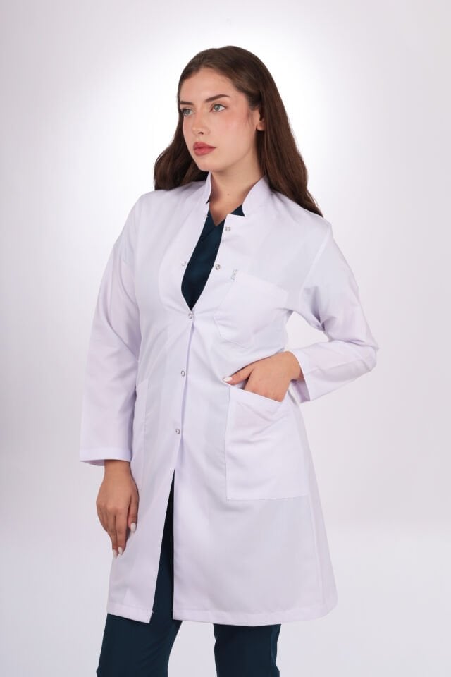 Uzun Kol Uzun Boy Kadın Önlük Hakim Yaka