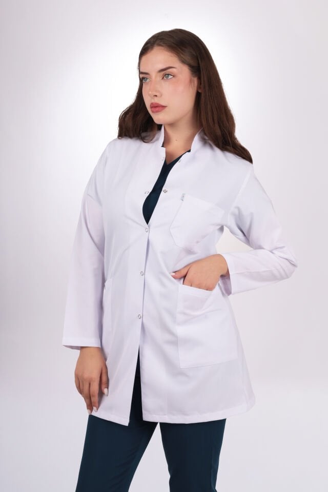 Uzun kol Orta Boy Kadın Önlük Hakim Yaka