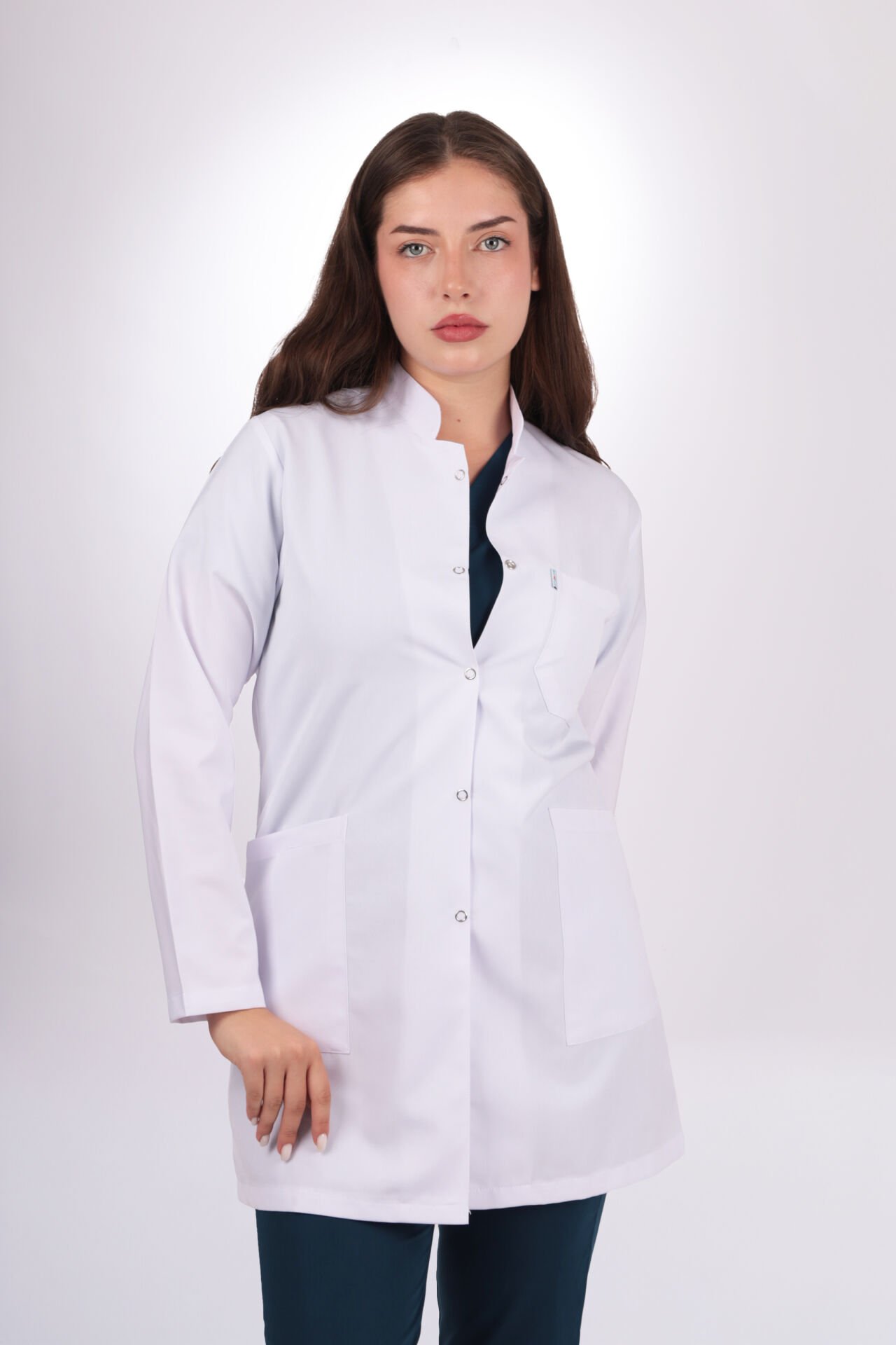 Uzun kol Orta Boy Kadın Önlük Hakim Yaka