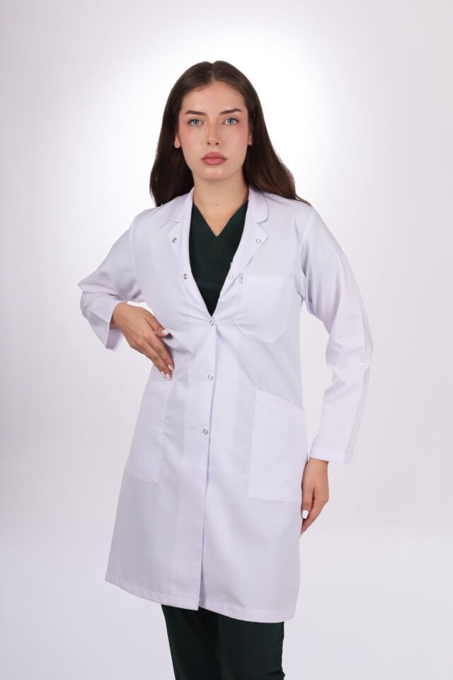 Uzun Kol Uzun Boy Kadın Önlük Gömlek Yaka