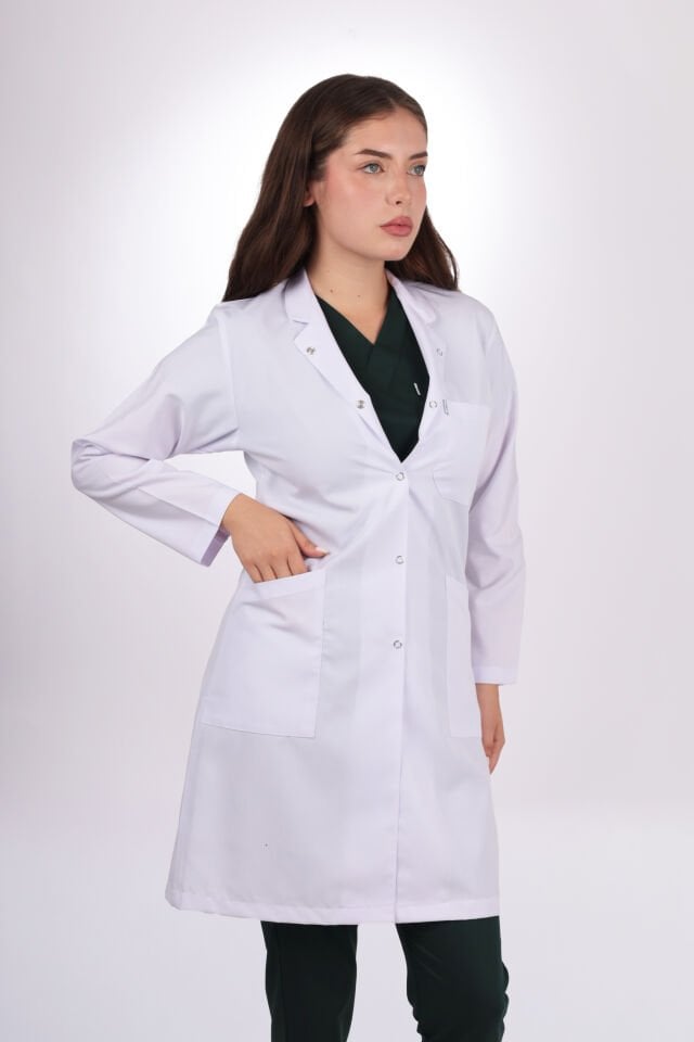 Uzun Kol Uzun Boy Kadın Önlük Gömlek Yaka