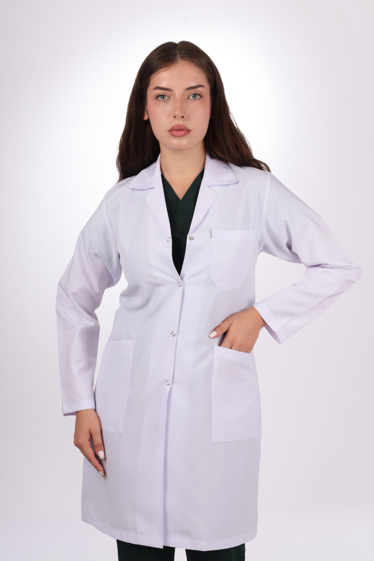 Uzun Kol Uzun Boy Kadın Önlük Gömlek Yaka