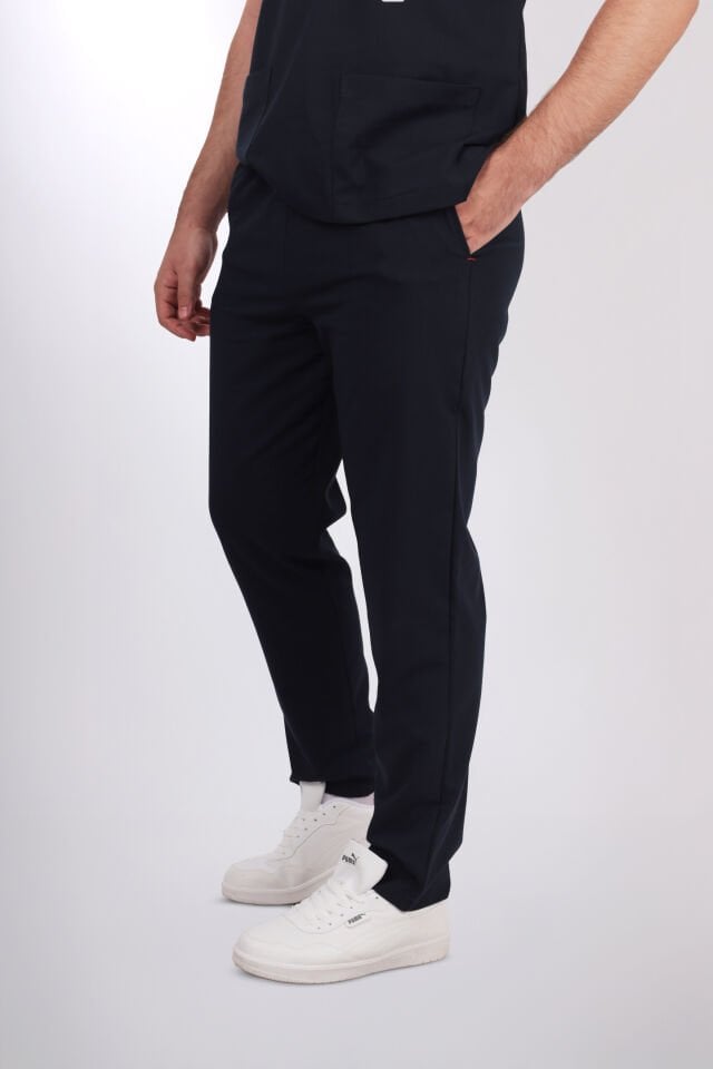 Terycoton Kumaş Klasik Seri Erkek Siyah Scrubs
