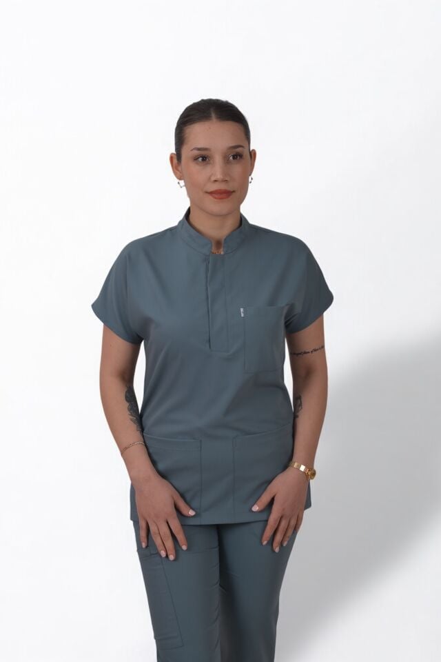 Premium Likralı Snap Seri Kadın Tek Üst Okyanus Mavisi