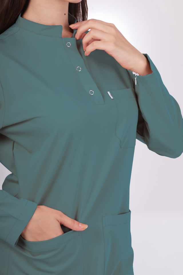 Premium Likralı Tesettür Seri Kadın Petrol Yeşili Scrubs