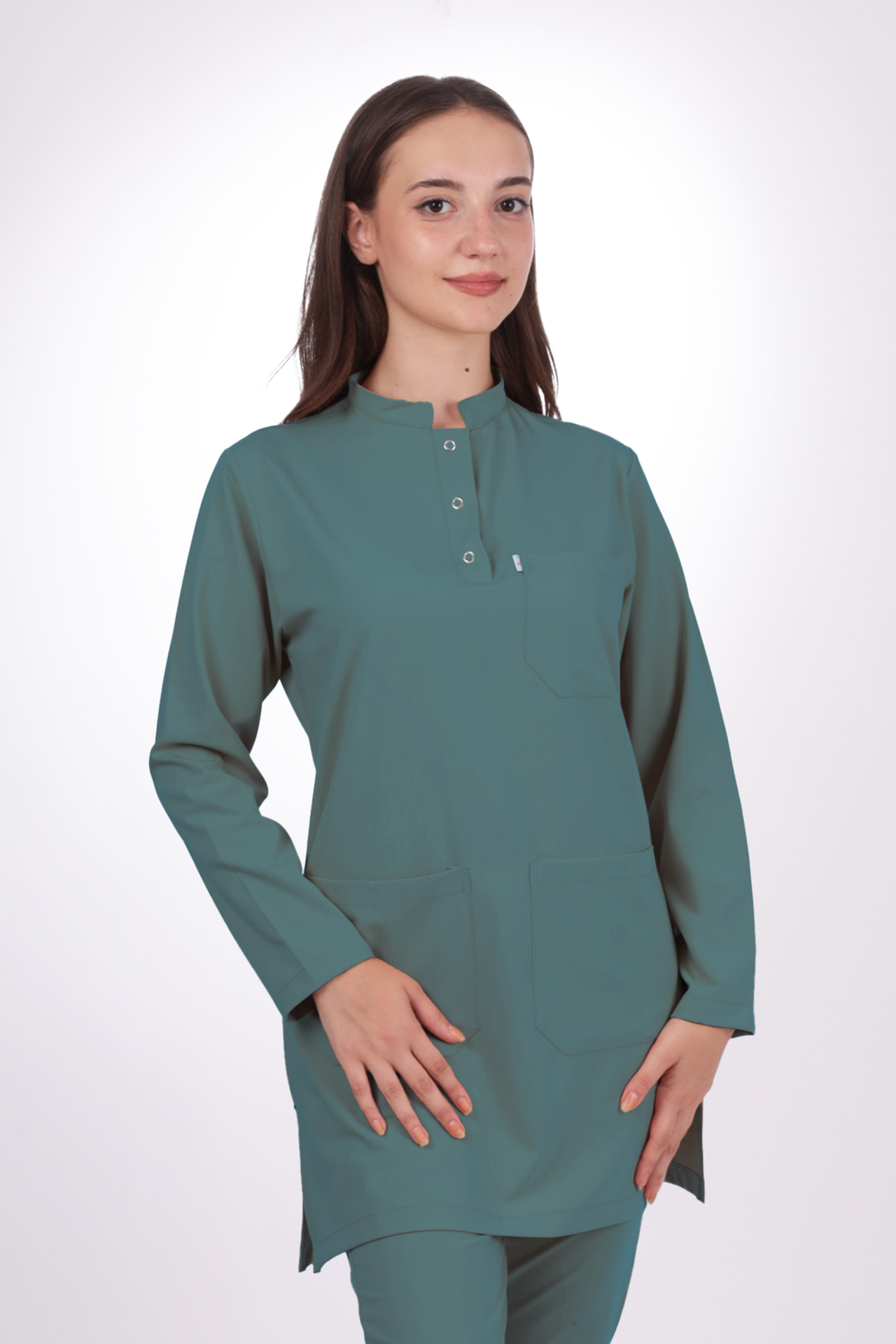 Premium Likralı Tesettür Seri Kadın Petrol Yeşili Scrubs