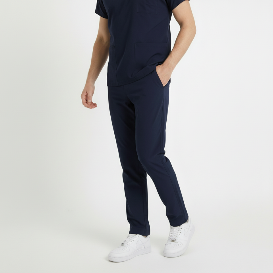 Terycoton Kumaş Klasik Seri Erkek Lacivert Scrubs