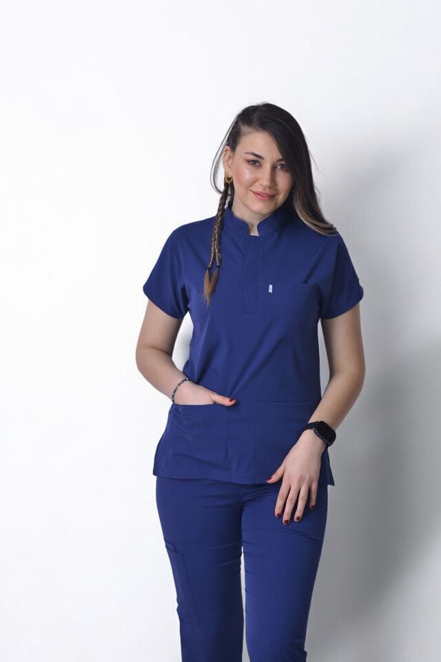 Premium Likralı Snap Seri Kadın Tek Üst Havacı Mavisi