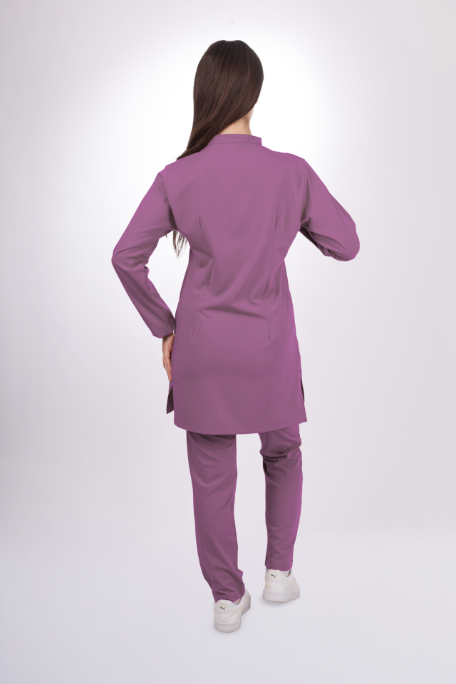 Premium Likralı Tesettür Seri Kadın Platin Mor Scrubs