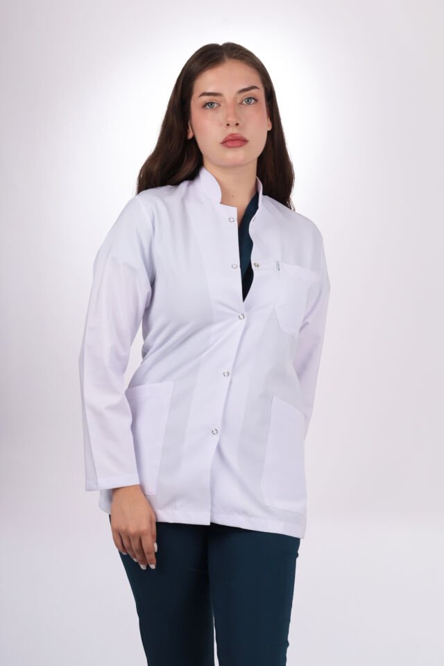 Uzun Kol Kısa Boy Kadın Önlük Hakim Yaka