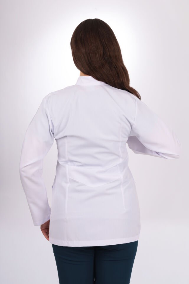 Uzun Kol Kısa Boy Kadın Önlük Hakim Yaka