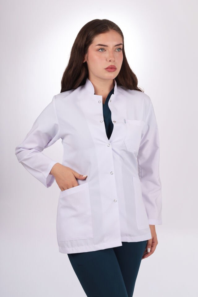 Uzun Kol Kısa Boy Kadın Önlük Hakim Yaka