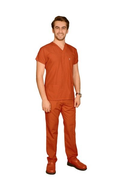 Terycoton Erkek Kiremit Doktor Hemşire Forması S - Evet - İsim Yazılsın +100₺ - TEK ALT