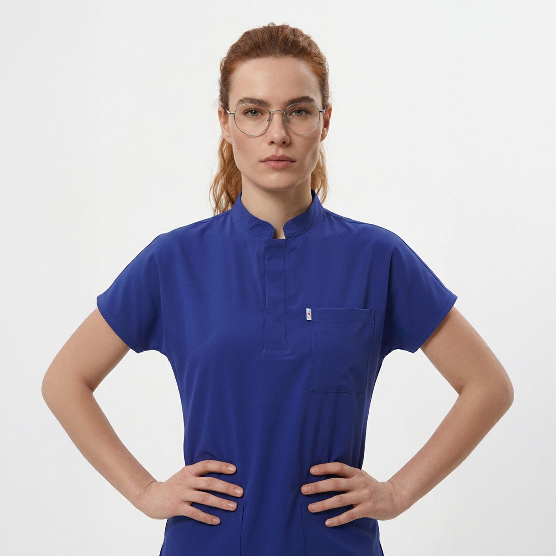 Likralı Snap Seri Kadın Tek Üst Saks Mavisi