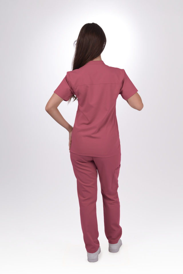 Premium Likralı SnapPrime Seri Kadın Gül Kurusu Scrubs