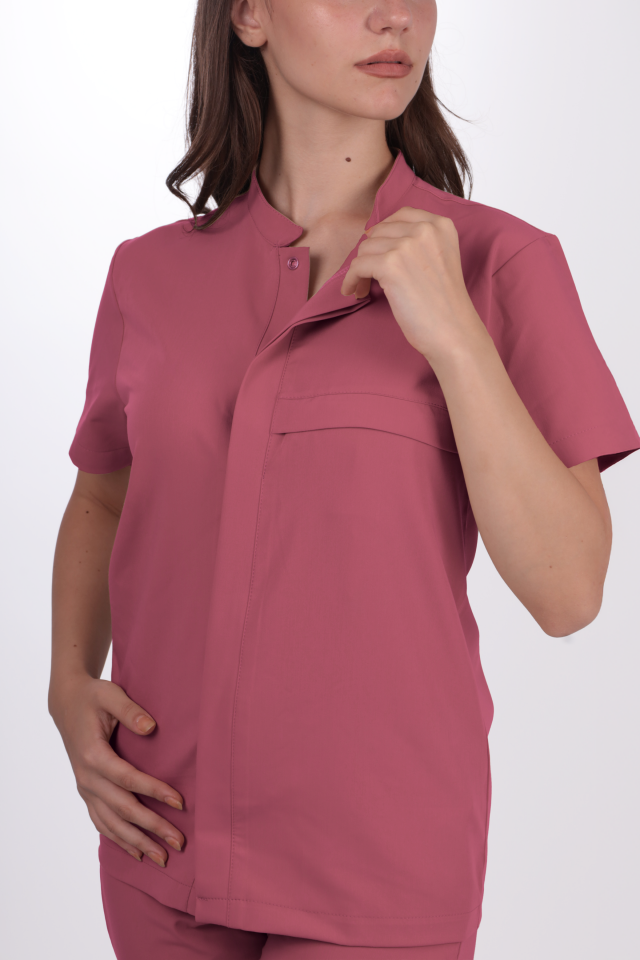 Premium Likralı SnapPrime Seri Kadın Gül Kurusu Scrubs