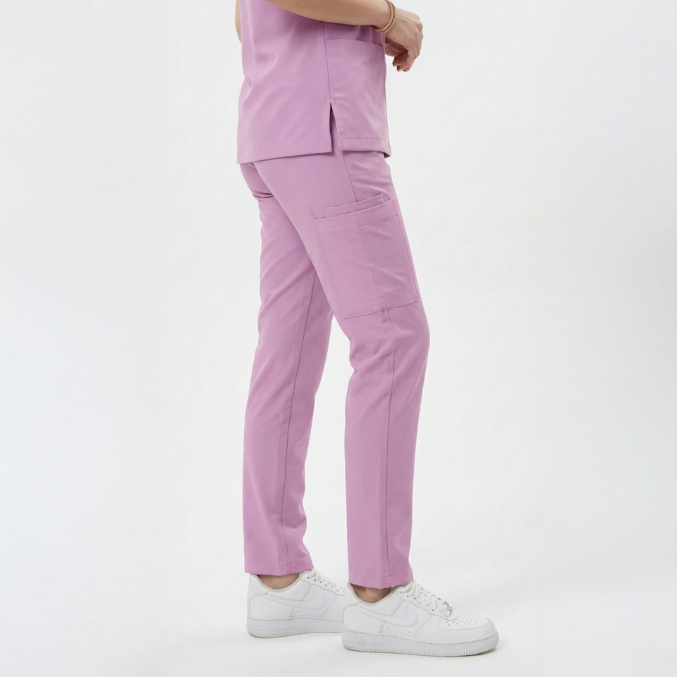 Likralı Snap Seri Kadın Aqua Pembe Scrubs