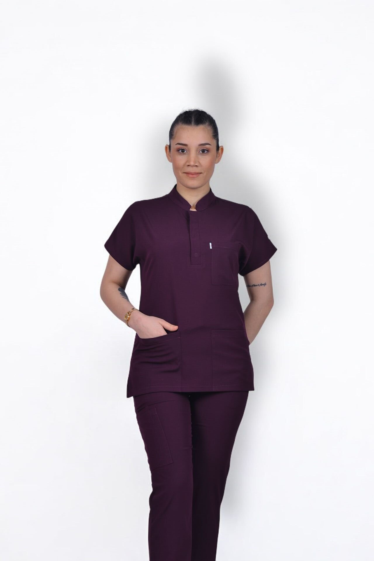 Premium Likralı Snap Seri Kadın Tek Üst Mürdüm