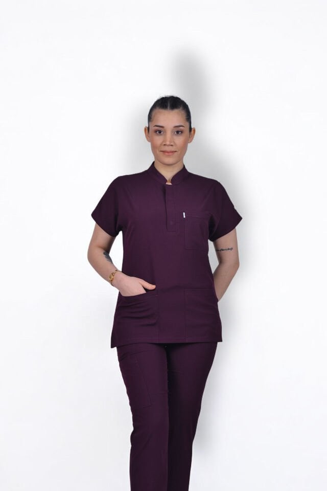 Premium Likralı Snap Seri Kadın Tek Üst Mürdüm