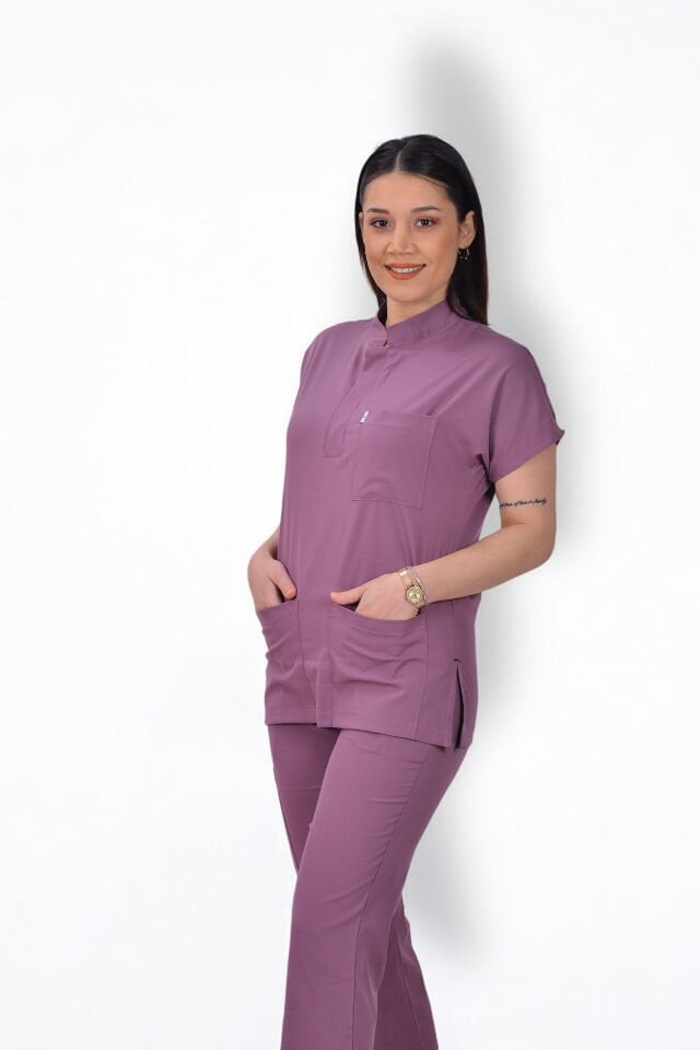 Premium Likralı Snap Seri Kadın Tek Üst Açık Mürdüm