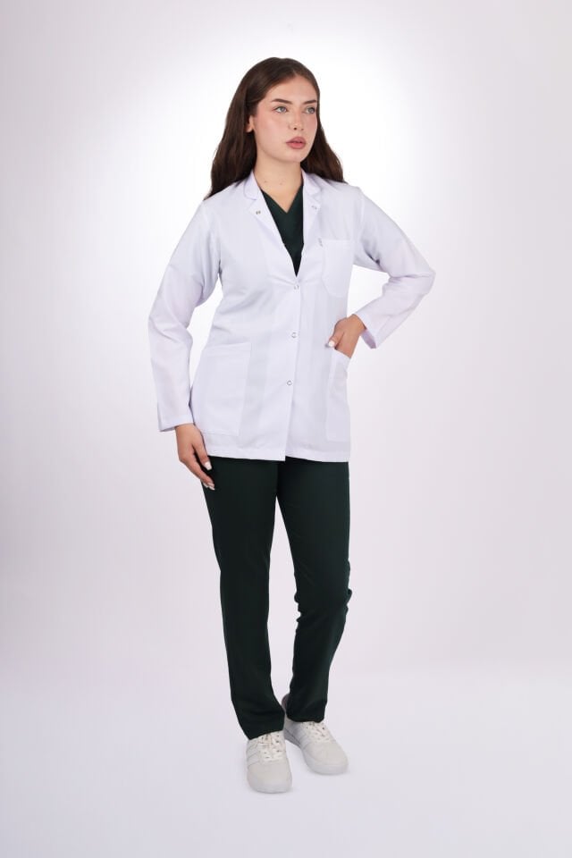 Uzun Kol Kısa Boy Kadın Önlük Gömlek Yaka