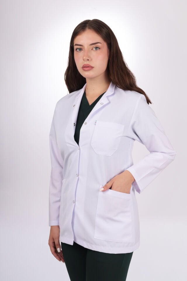 Uzun Kol Kısa Boy Kadın Önlük Gömlek Yaka