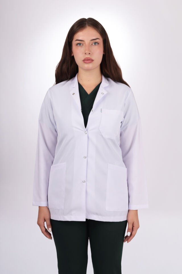 Uzun Kol Kısa Boy Kadın Önlük Gömlek Yaka