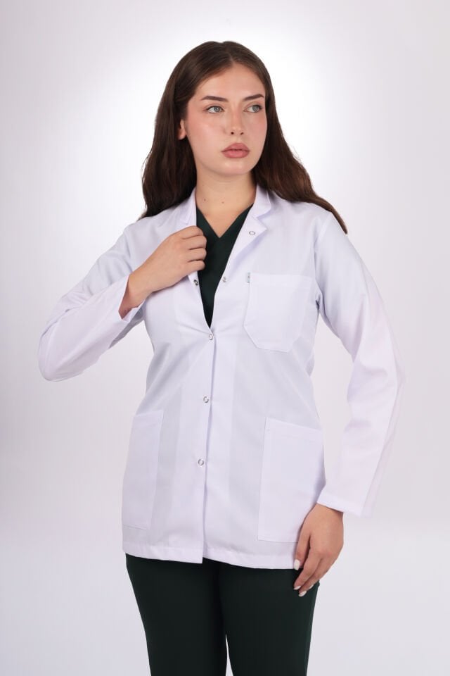 Uzun Kol Kısa Boy Kadın Önlük Gömlek Yaka