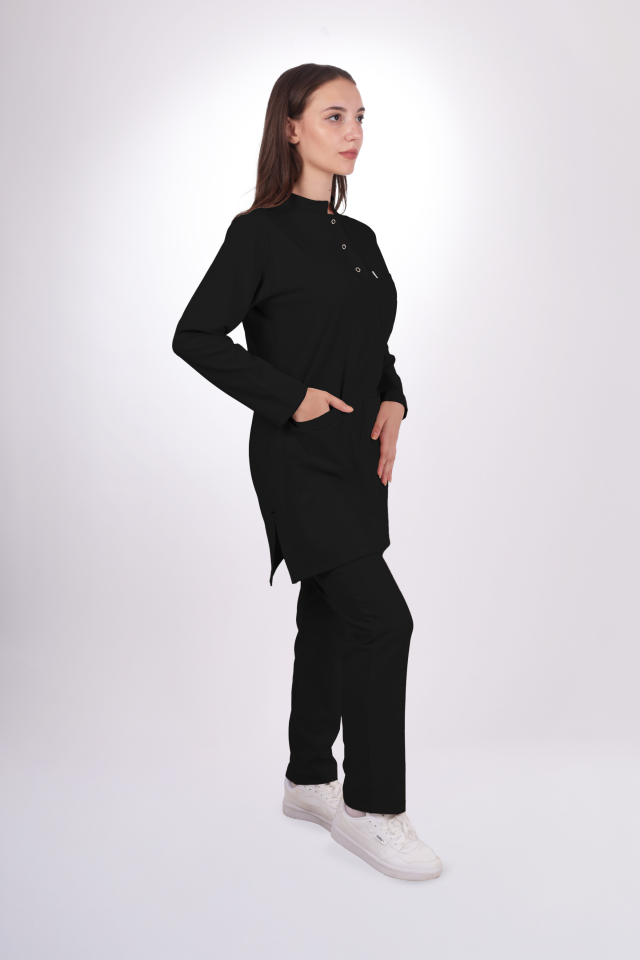 Premium Likralı Tesettür Seri Kadın Siyah Scrubs