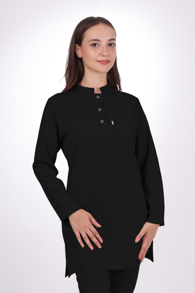 Premium Likralı Tesettür Seri Kadın Siyah Scrubs