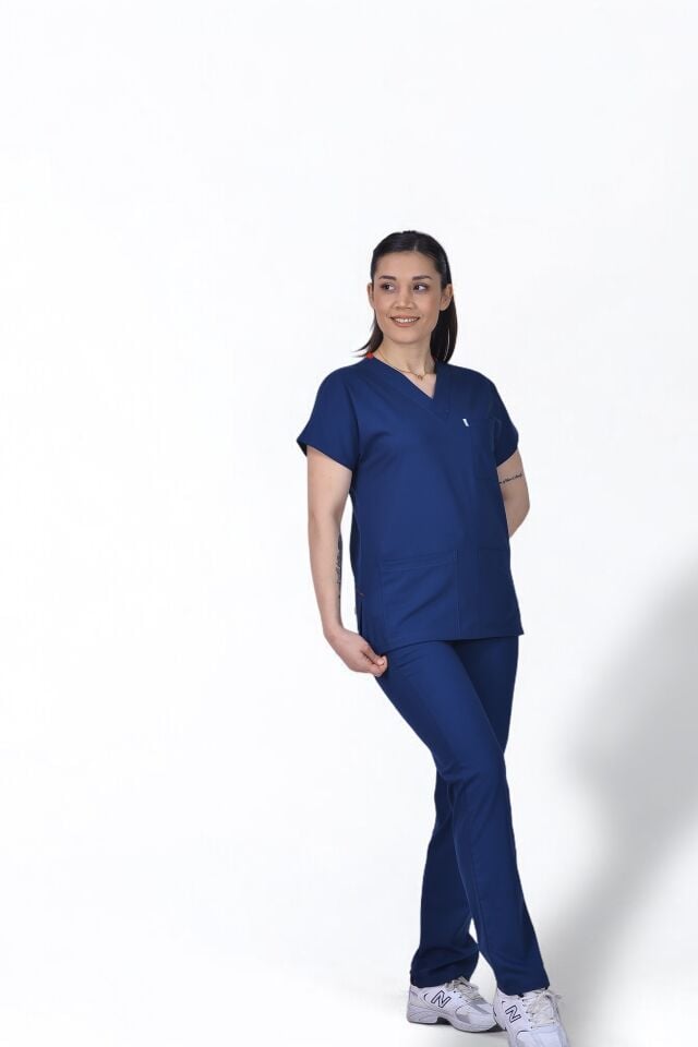 Premium Likralı Klasik Seri Havacı Mavi Scrubs