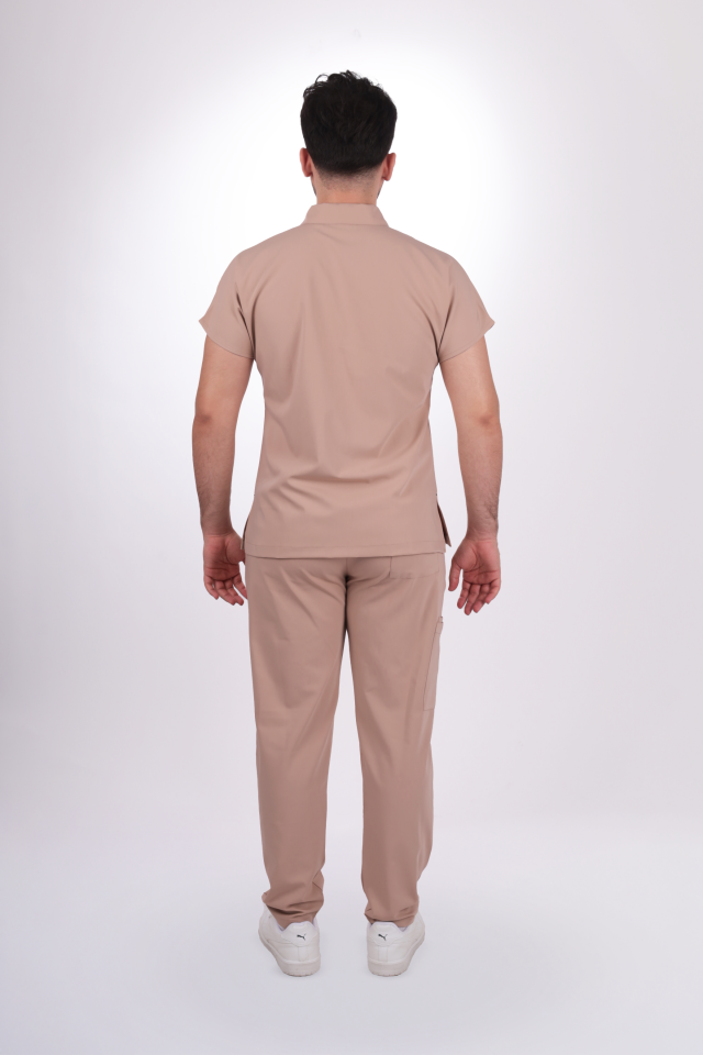 Premium Likralı Zipper Seri Erkek Karamel  Scrubs