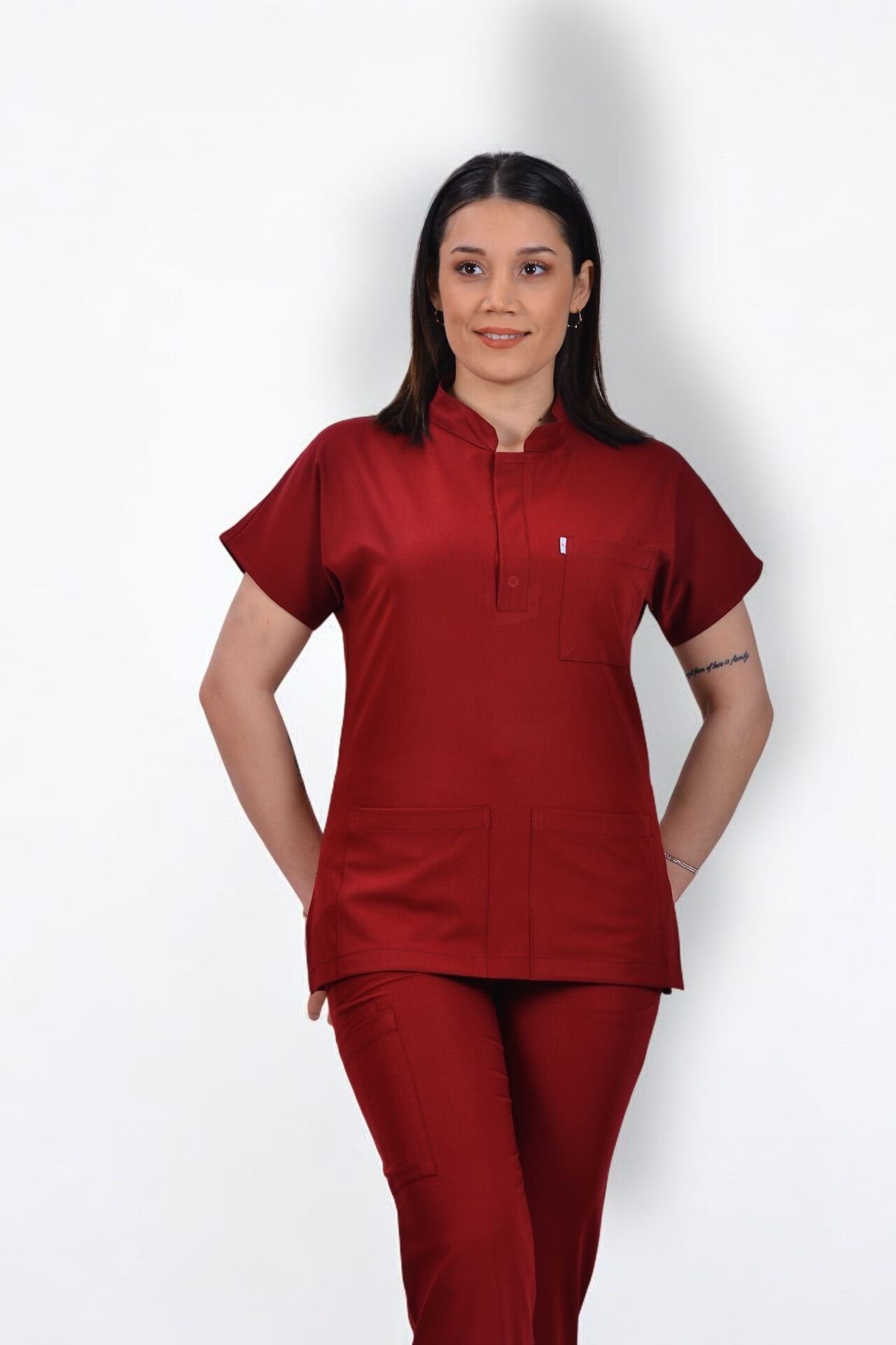 Premium Likralı Snap Seri Kadın Tek Üst Bordo