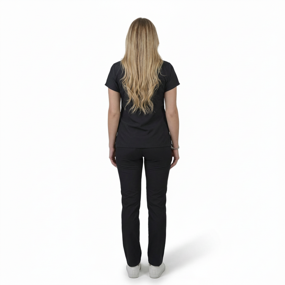 Terycoton Kumaş Klasik Seri Kadın Siyah Scrubs