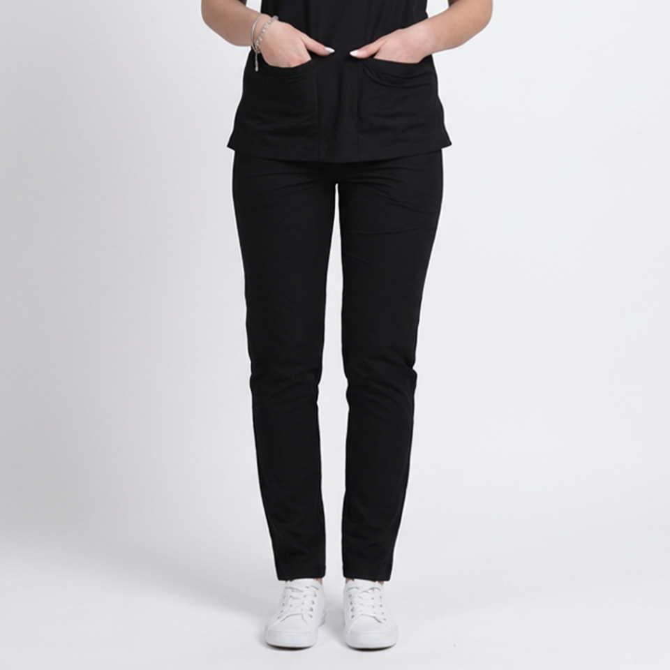 Terycoton Kumaş Klasik Seri Kadın Siyah Scrubs