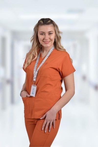 Kadın Likralı Kiremit Doktor Hemşire Forması