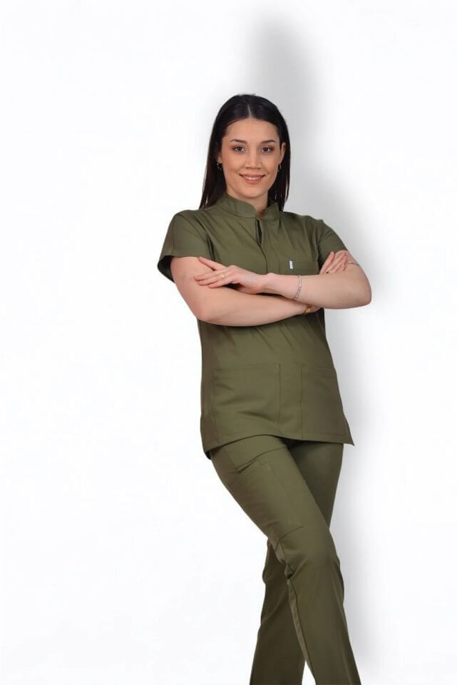 Premium Likralı Snap Seri Kadın Tek Üst Haki