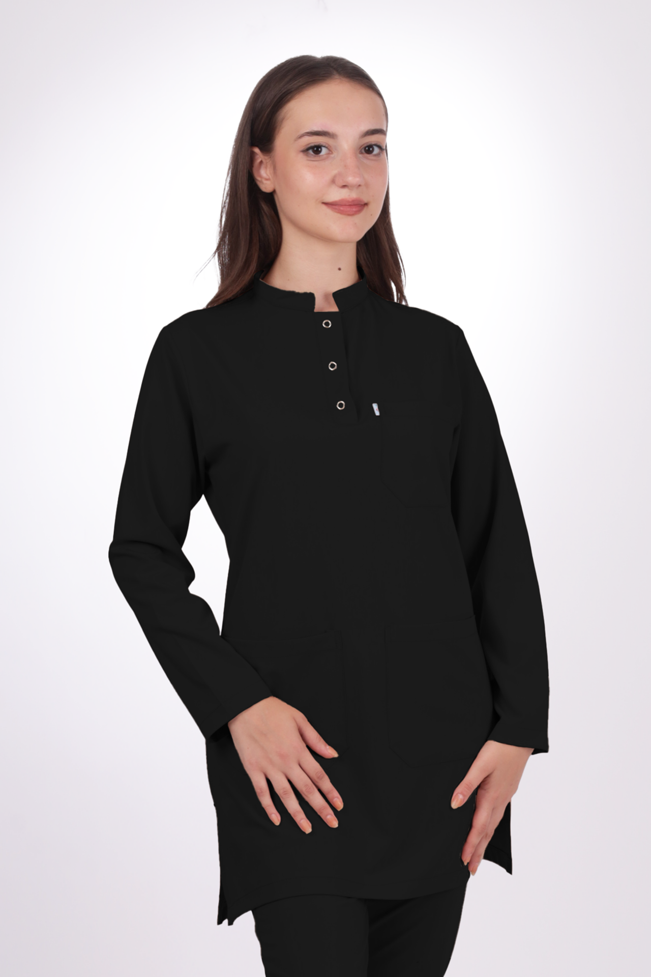 Likralı Tesettür Seri Kadın Siyah Scrubs