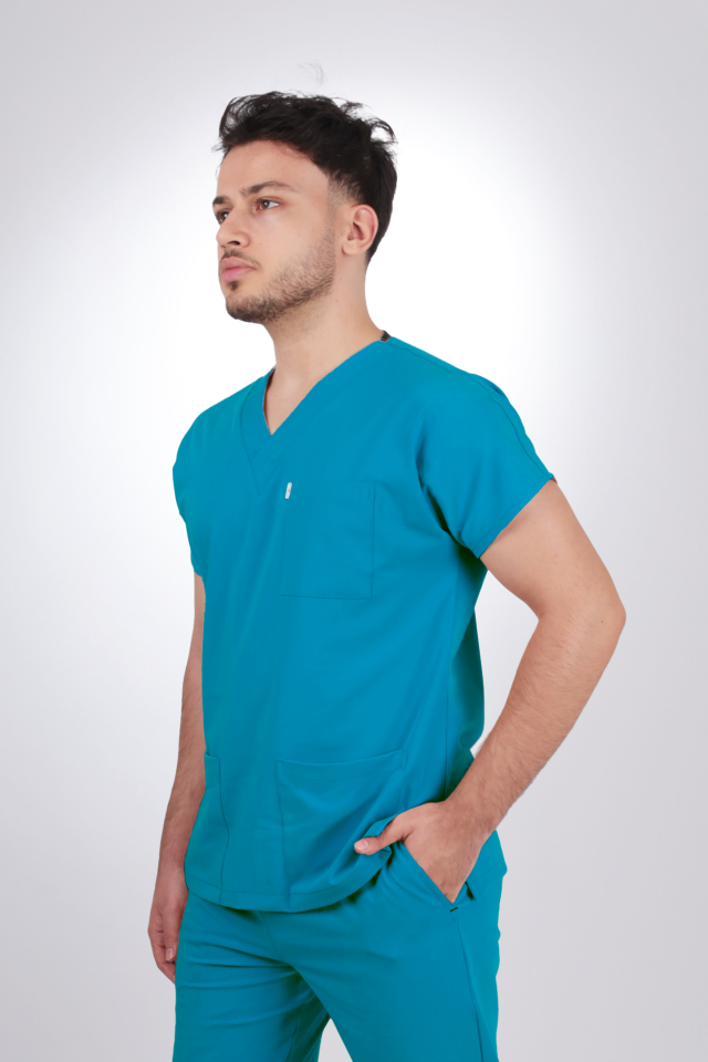 Terycoton Kumaş Klasik Seri Erkek Petrol Mavisi Scrubs
