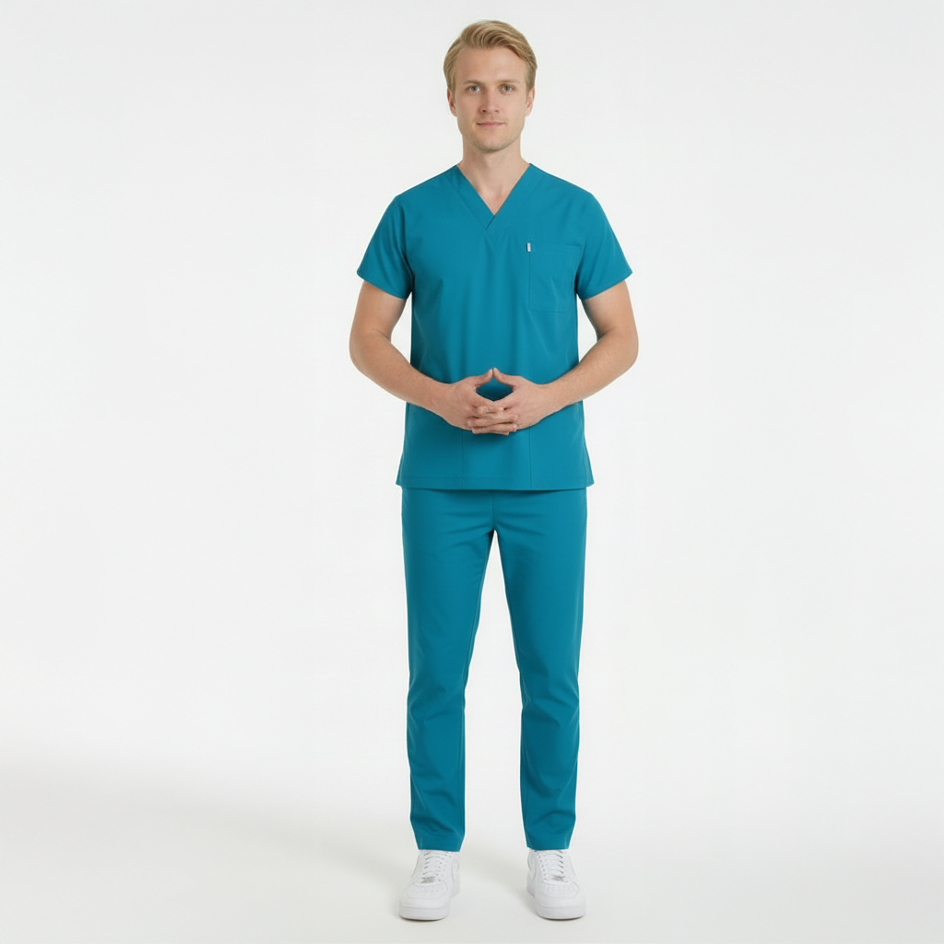 Terycoton Kumaş Klasik Seri Erkek Petrol Mavisi Scrubs